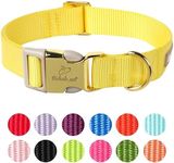 Babole Nylon Dog Collars Yellow for Small Puppy Dog,13 Colors,Adjustable Soft Comfortable Pet Collars with Safety Metal Buckle for Medium Large Boy&Girl&Female Dog(M)