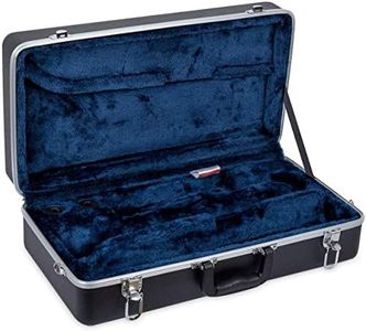 Crossrock Trumpet Case for Bb Horn | Textured Black Finish with Deep Red Velvet Interior, Security Lock, Metal Feet & Detachable Strap (CRA861TRBK)