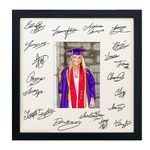 GraduatePro 12x12 Graduation Signature Board Picture Frame with 5x7 Mat for Wedding Birthday Guest Book Signing, Black with White Mat