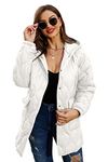 RISISSIDA Women Quilted Jacket,Puffer Coat with Hood Lightweight Puffy Packable Beige 12109 M