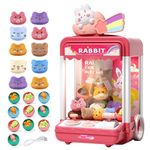 Aiqi Kids Claw Machine, Mini Candy Vending Grabber, Prize Dispenser Toys for Girls and Boys, Electronic Claw Game Machine for Party Birthdays with Lights Sound, Includes 10 Plush and 10 Mini Toys