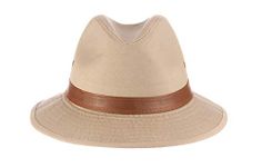 Dorfman Pacific Men's One-Piece Canvas Faux Leather-Trim Safari Hat - Beige - M