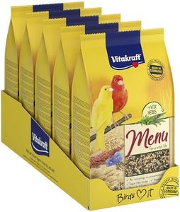 Vitakraft Menu - Aliment complet pour canaris - Mélange de graines - Riche en vitamines et minéraux - Recette sans sucre ajouté (5 x 1kg)