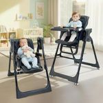 StarAndDaisy Multifunctional Baby High Chair for Boy & Girl with Automatic Swing Cradle, Foldable Feeding Chair, Removable Dining Tray, Adjustable Backrest & Footrest for Infants & Toddler-Black