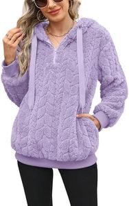 Yanekop Womens Oversized Sherpa Hoodie Christmas Sweaters Half Zip Pullover Fuzzy Winter Sweater Casual Zip Up Outerwear(D Light Purple,S)