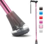 HEALTHBAZAAR All Terrain Walking Cane for Men & Women, Lightweight, Foldable, Adjustable, Shock Absorption, Collapsible, Air Cushion Cane Tip Walking Stick (Pink, Air Cushion Cane Tip)