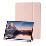 Case Compatible with iPad 9th/8th/7th Generation Case, Premium PU Leather + Soft TPU Back Case with Pencil Holder, Auto Sleep/Wake 10.2 Inch iPad Case Cover 2021/2020/2019 (Pink)