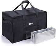 Homemell XXXL Insulated Delivery Bag with Drink Carrier, 23x15x14 Thermal Tote for Hot/Cold Food Transport, Delivery, Catering, Groceries, Large, Easy-to-Clean, Foldable Cooler with Padded Handle