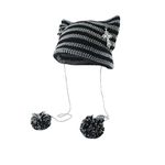 Grunge Beanies Crochet Knitted Hats for Women Girls Fox Cat Ear Goth Emo Alt Y2K Accessories Grunge Clothes Black