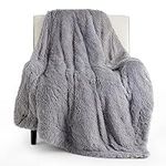 Bedsure Fluffy Faux Fur Light Grey 