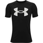 Under Armour Boys Tech Big Sports T Shirt With Logo, Super-Soft Sportswear, Black/White, YXL