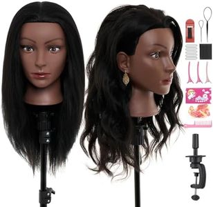 20-22 Inch Mannequin Head Human Hair,Real Human Hair Mannequin Head for Braiding,Cosmetology Manikin Doll Head for Styling with Table Clamp Hair Braiding Set(Brown)