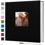 Finksy Large Photo Album Self Adhesive 3x5 4x6 5x7 8x10 Pictures Linen Cover 40 Blank Pages Magnetic DIY Scrapbook Album with A Metallic Pen