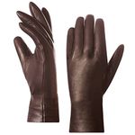 Harssidanzar Women's Leather Winter Gloves,Genuine Lambskin Leather Lined Cashmere Warm Driving Gloves For Women GL006UK,Saddle,Size M