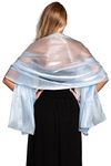 Central Chic Silky Iridescent Wrap Stole Shawl Pashmina For Weddings Bridal Bridemaids & Evening Wear (Light Blue)