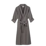 Superior 100% Cotton Waffle Robe with Terrycloth Lining and Shawl Collar, Oversized Unisex Hotel & Spa Bath Robes for Women and Men - XL, Charcoal