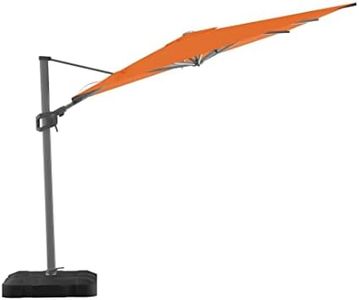 Midtown Umbrellas 10x10 Ft Outdoor Cantilever Patio Umbrella w/Sunbrella Terracotta Fabric - Tilt 360° Rotate Offset Patio, Deck Patio, Backyard & Garden - Silver Frame