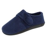 Isotoner Women's Velcro Espadrille Slipper, Navy Blue, X-Large