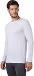 32 Degrees Heat Men's Lightweight Crew Baselayer Top | Form Fitting | Long Sleeve| 4-Way Stretch | Thermal, White, Medium