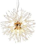 Modern crystal chandelier, pyrotechnic dandelion chandelier, decorative chandelier for living room, dining room, bedroom, kitchen (Golden, 8)