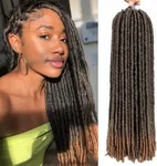 FANCEE Short Faux Locs Crochet Hair for Black Women 6 Packs Dreadlock Extensions Pre-Looped Curly Hair Soft Faux Locs Synthetic Braiding in Hair Extensions (6 Packs 18 Inches, 1B27)