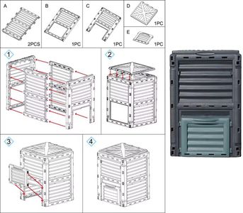Easy Shopping 300L Garden Compost Bin – Outdoor Kitchen Waste Composter, Black/Green