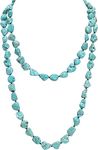 El Regalo Turquoise Beads Long Knotted Necklace for Girls & Women- Irregular Turquoise Multi-Strand Layered Necklaces Handmade Jewelry