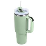 Buschun 40 oz Tumbler With Handle and Straw Lid Insulated Reusable Stainless Steel Water Bottle Travel Mug Iced Coffee Cup for Car and Home and Cold Beverages (Bay Leaf)