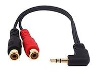 Qaoquda 3.5mm to 2RCA Adapter Cable,8 Inch Gold Plated 90 Degree Right-Angled 1/8" TRS Stereo Male to Dual RCA Female Y Splitter Adapter Cable(3.5M/2RCAF)