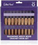 The Quilted Bear Wooden Crochet Hooks Set – Crochet Set of 9 Ergonomic Crochet Hooks with Stylish Beech Wood Handles & Durable Steel Crochet Hook Heads (2mm - 6mm)