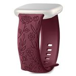 CellFAther® Floral Engraved Straps for Fitbit Sense 2 | Sense 1 Strap | Fitbit Versa 4 | Versa 3 Smartwatch straps (Maroon Color)