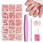 French False Nails - 240Pcs Square Press On Nails Short - Fake Nails White Tip French False Nail Kit - Full Cover Stick on Nails French Nail Art Manicure Decorations