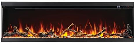 Astound 74 FlexMount Electric Fireplace - NEFL74AB - 74-Inch, Flexible Installation, Built-in or Wall Hanging, Realistic Flames, Wi-Fi Enabled, Voice or App Control, Included Logs and Woodland Kit