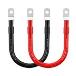 2 AWG Gauge Red + Black 1ft Parallel Battery Power Inverter Cables for Solar, Auto, RV & Marine (Set)