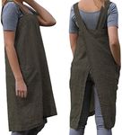 Women's Cross Back Pinafore Apron with Large Pockets Home Kitchen, Restaurant, Coffee house,Cooking Gardening Works ArmyGreen-L