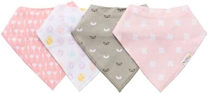 Little Bee & Me - Dots & Blossoms - 4-Pack Bandana Drool Bibs for Girls - Organic Cotton Bibs for Babies, Baby Girl Bibs, Toddler Bib for Girls, Dribble Bibs, Baby Teething Bibs, Drooling Bib