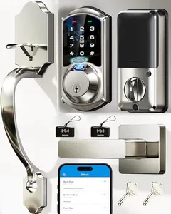 Veise Fingerprint Smart Locks for Front Door with Handle Set, App Control, Keyless Entry Keypad Deadbolt, Digital Electronic Touchscreen, Easy Install, Auto Lock, Satin Nickel