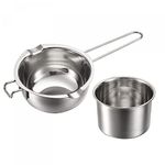 sourcing map Double Boiler Pot 600ml with 16cm Outer Pot 304 Stainless Steel for Candle Making