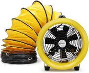 COZONY 8 inch Utility Blower Fan with 32.8 FT PVC Duct Hose, Portable Exhaust Fan, 7 blade Heavy Duty Cylinder Axial Industrial Ventilator for Basements, Tunnels, Factories, Warehouse