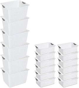 Sterilite Ultra Storage Basket with Handles for At Home or Organization, in Size Deep (6 Pack) and Medium (12 Pack), White