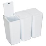 N. NETDOT 3 Pack 10 L/2.6 Gal Bathroom Trash Can with Lid, Kitchen Trash Can with Press Lid,Small Trash Can/Slim Garbage Cans/Trash Bin/Waste Basket for Bathroom,Kitchen,Office,Bedroom - White