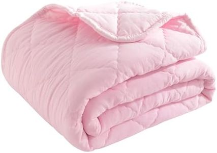 BEDSUM 100% Brushed Microfiber Down Alternative Toddler Comforter, Ultra Soft Lightweight and Warm Breathable Crib Quilted Blanket for Nursery Stroller Bed, 43x60 Inches, Pink