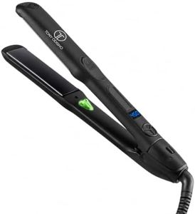 Tony Odisho Black Germanium Flat Iron Hair Straightener – 1.25″ Floating Plates, Ionic Fast-Heat MCH, Digital 180–450°F, Frizz Control, 60-Min Auto Shutoff, 8.5-ft Swivel Cord, Salon Professional