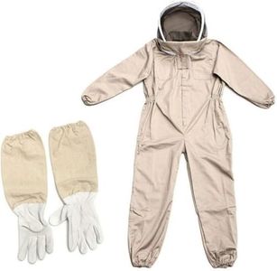 Fransande Beekeeper Suit for Beekeepers, Professional Beekeeper's Suit Beekeeping Suit Full Body Protective Suit Ventilated Bee Suit with Elastic, Leather Gloves, L/XL/XXL