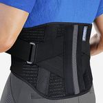 T TIMTAKBO Lower Back Brace W/Removable Lumbar Pad for Men Women Herniated Disc,Sciatica,Scoliosis,Waist Pain Lumbar Support Belt (Black/Gray, Plus Size 2XL fit Belly 37.5"-47")