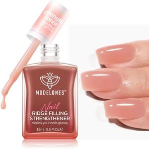 Modelones Nail Strengthener and Growth Nail Hardener Pink Nail Polish Extra Strong Nail Strengthener Ridge Filler Nail Repair for Damaged Thin Brittle Nails 15ml Baby Pink
