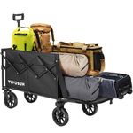 VIVOSUN Collapsible Wagon with Tailgate, 330lb Load-Bearing Outdoor Utility with All-Terrain Wheels, Adjustable Handle, Cup Holders for Camping, Shopping, Garden, Sports, Picnic, Black