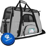 PetAmi Premium Airline Approved Soft-Sided Pet Travel Carrier | Ventilated, Comfortable Design with Safety Features | Ideal for Small to Medium Sized Cats, Dogs, and Pets (Large, Light Gray)