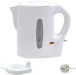 1 Litre 830W Electric Cordless Kitchen White Kettle Caravan Travel Hot Water Jug - Overheat Thermostat EK001 [Energy Class A]