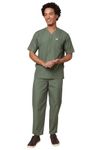 Knya Scrub Suit for Men | 5 Pockets | V Neck Top & Bottom Set | Short Sleeves| Lightweight & Breathable| Hospital, Clinic & OT Wear | Medical Uniform | Scrubs for Male Doctors, Nurses & Dentists(M, Olive)